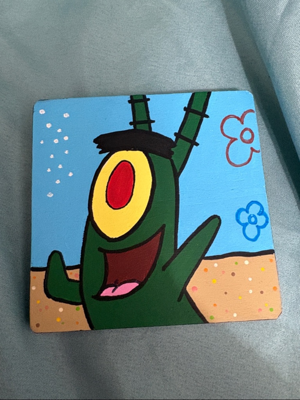 SpongeBob Character Coasters-Sandy, Patrick, Mr Krabs and Plankton Hand crafted - Picture 6 of 7